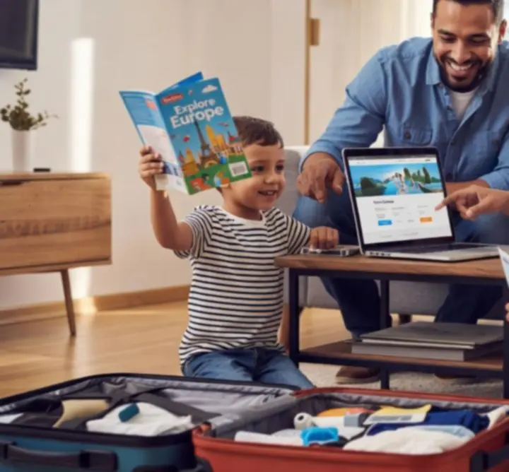 Rodzina na wakacjach korzystająca z oferty wyjazdu rodzinnego