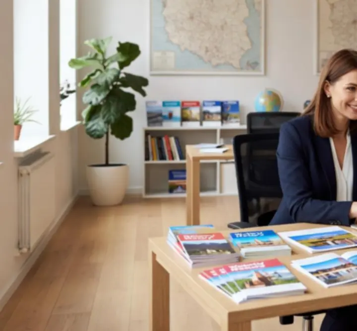 Doradca podróży podczas konsultacji online z klientem